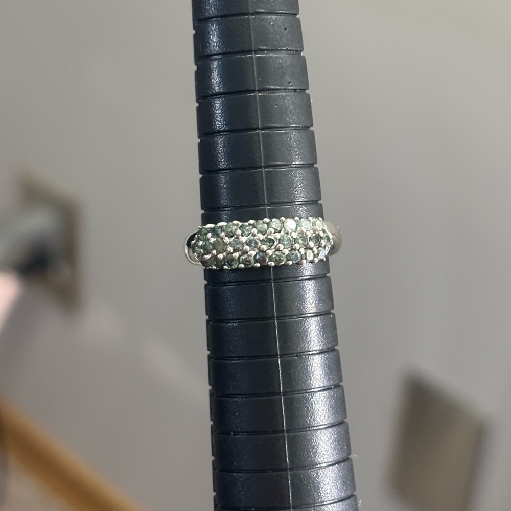 14K White Gold Natural Green Diamond Ring, $1875 APPRAISED, size 7 - Picture 8 of 11